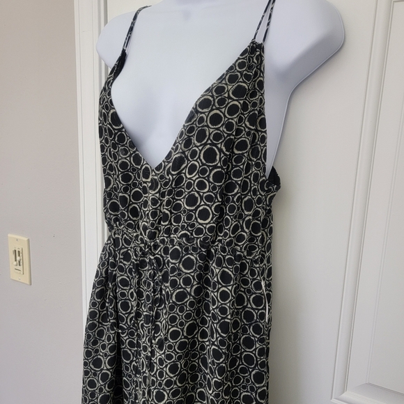 NWT Kenneth Cole 100% Silk Sleeveless Dress Waist Tie Black Cream Circles Sz 14 - Picture 3 of 13